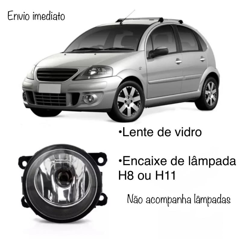 Farol Milha Citröen C3 2010 2011 2012 2013 Lente De Vidro