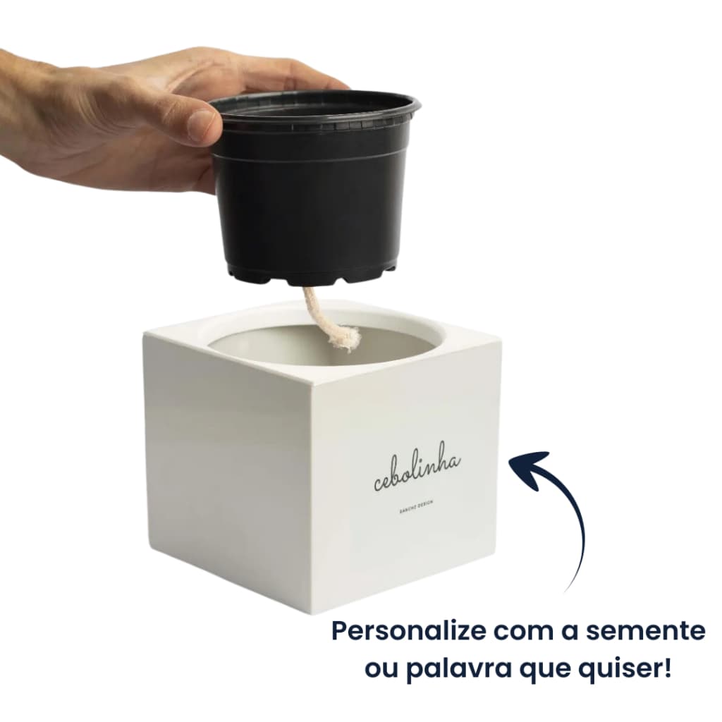 Vaso Quadrado Minha Horta Autoirrigável Personalizado