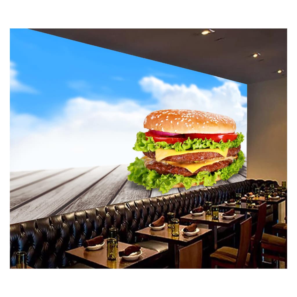 Papel de Parede Alimento Adesivo Decorativo Lanchonete Hamburgueria Lanche Hamburguer - AL130