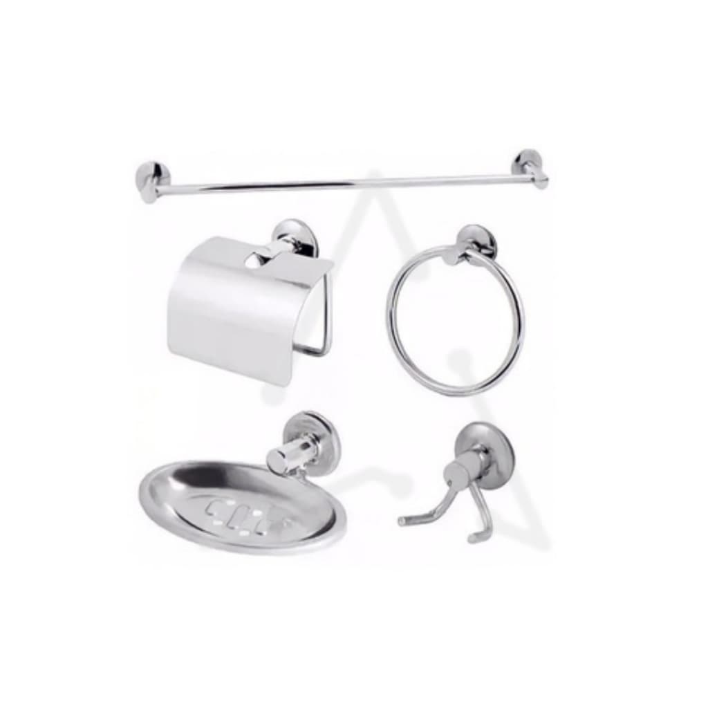 Kit de Acessorios 5 peças stander para banheiro Aluminio/Inox