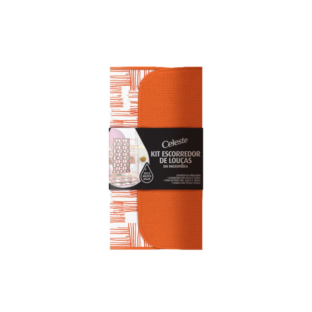 Kit Escorredor De Louças Microfibra 3 Unidades Celeste