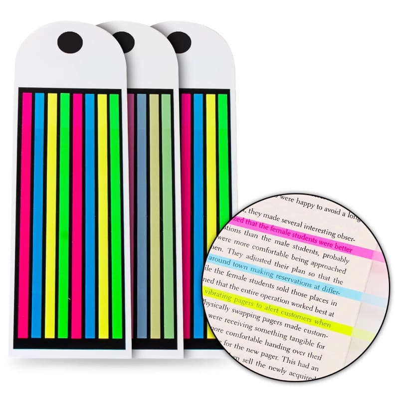 Kit 2 Blocos Notas Adesiva Para Marca Pagina Livro Anotaçao/Notas Adesivas Stick Note Flags Fininho Marcador de Página 160 Tirinhas/