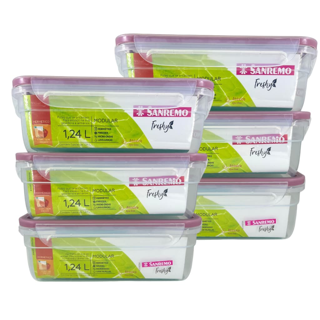 Conjunto de 4 Potes Herméticos de Plástico Empilháveis Herméticos Resistente