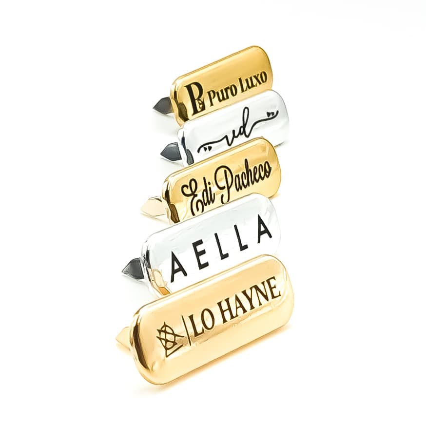Etiqueta Metálica Personalizada com Garras – 3,0x1,0 cm 10 Unid
