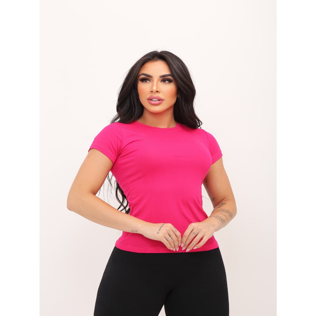 Blusa feminina Baby look gola redonda viscolycra t shirt REF 24