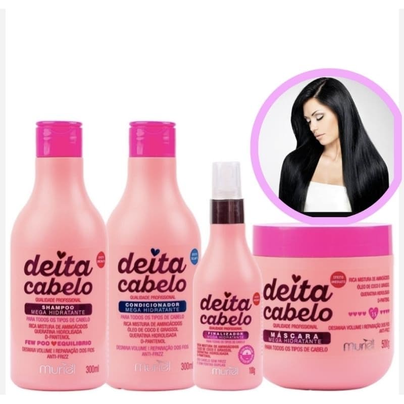 Shampoo Condicionador Máscara Deita Cabelo Few Poo com Queratina Anti Frizz  Studio Hair Nova Muriel