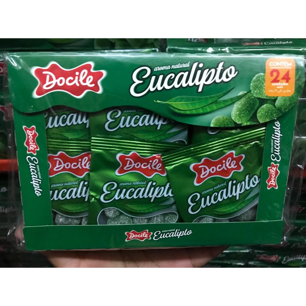 Bala Goma Docile Aroma Natural de Eucalipto 24 Unidades de 18 Gramas