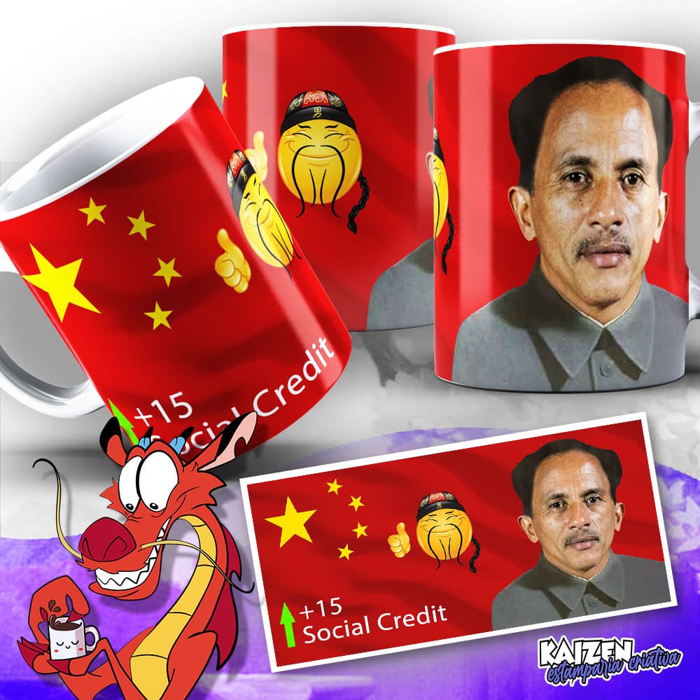 Caneca Meme - Manoel Tsé Gomes Red Sky - Social Credit Battle - Ref011 - Cerâmica