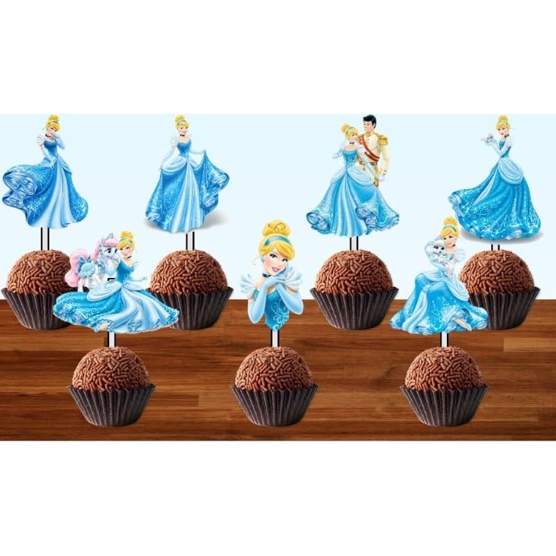 50 Tags Toppers P/ Docinho para festa Princesa CINDERELA, brigadeiro beijinho