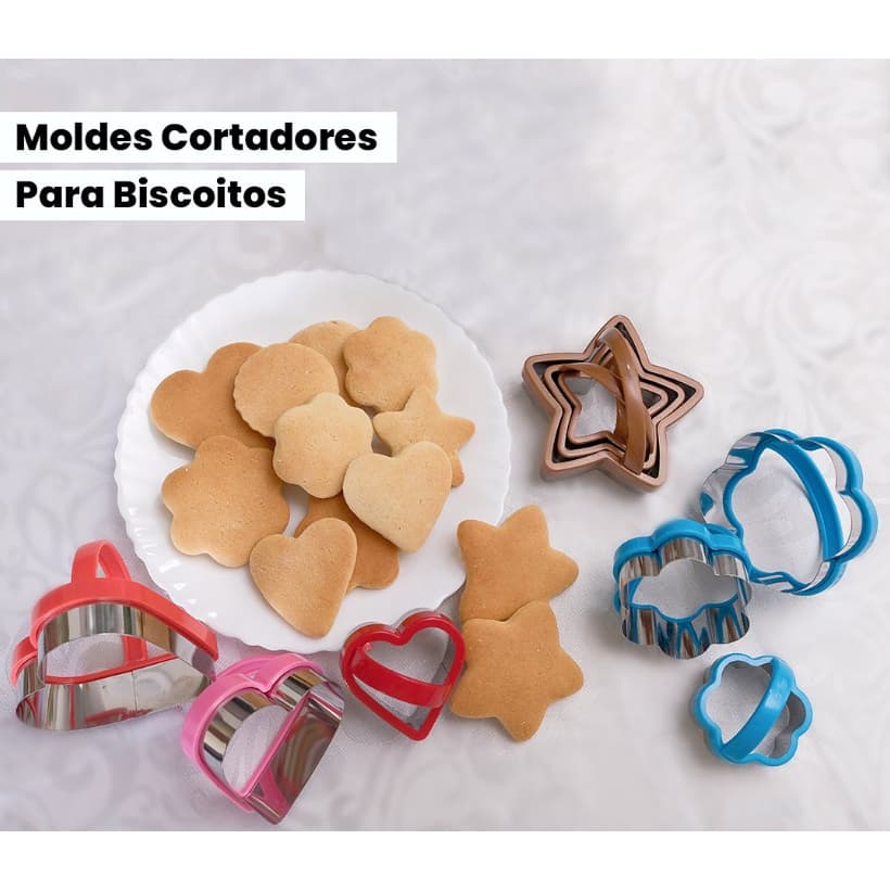 MOLDE CORTADOR PARA BISCOITOS - 12PEÇAS - 3CM