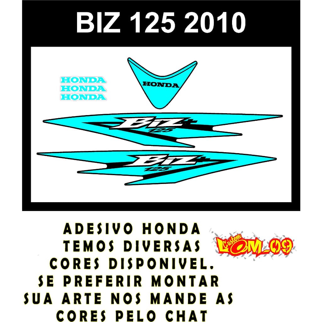 HONDA BIZ KIT HONDA BIZ 2010 ADESIVOS EMBLEMA COMPLETO MOTO BIZ TODAS HOLOGRAFICO BIZ125