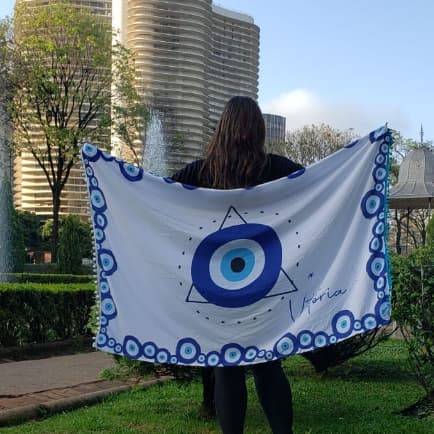 Canga Saída de Praia Pareô Personalizados com Nome Olho Grego