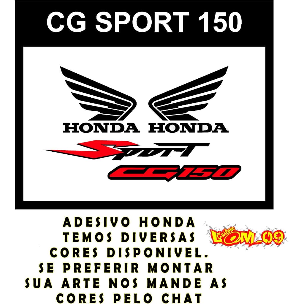 SPORT ADESIVO HONDA CG TITAN SPORT CG 150KIT COMPLETO TANQUE CARENAGENS HONDA AZINHAS