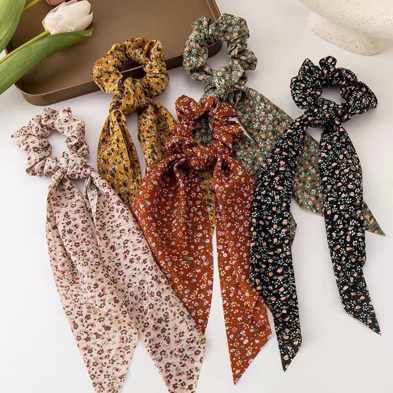Kit com 2 Rabicó de estilo Japonesa Simples Floral Bolinha Onça Perola Streamer Amarrando /Faixa de cabelo Retro Xuxinha