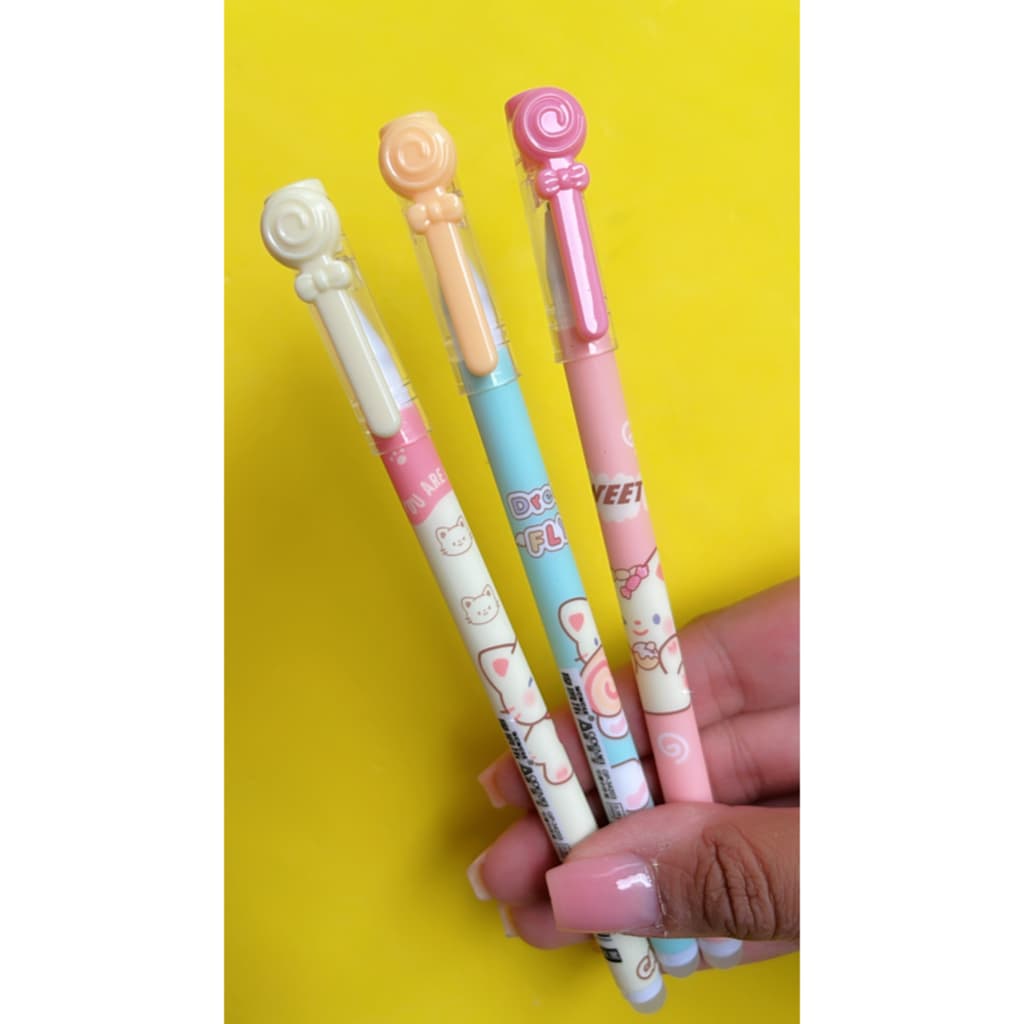 Kit com 2 canetas apagável caneta em gel fofa apagável de gatinho