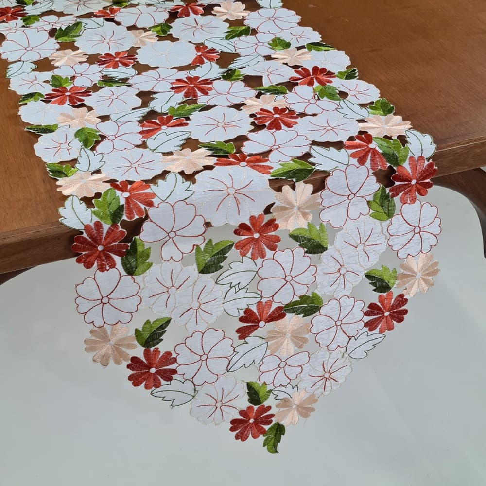 Caminho de Mesa Bordado Guippir Renda Paris - 1,80m - Trilho de Mesa Luxo Guipir Rendado