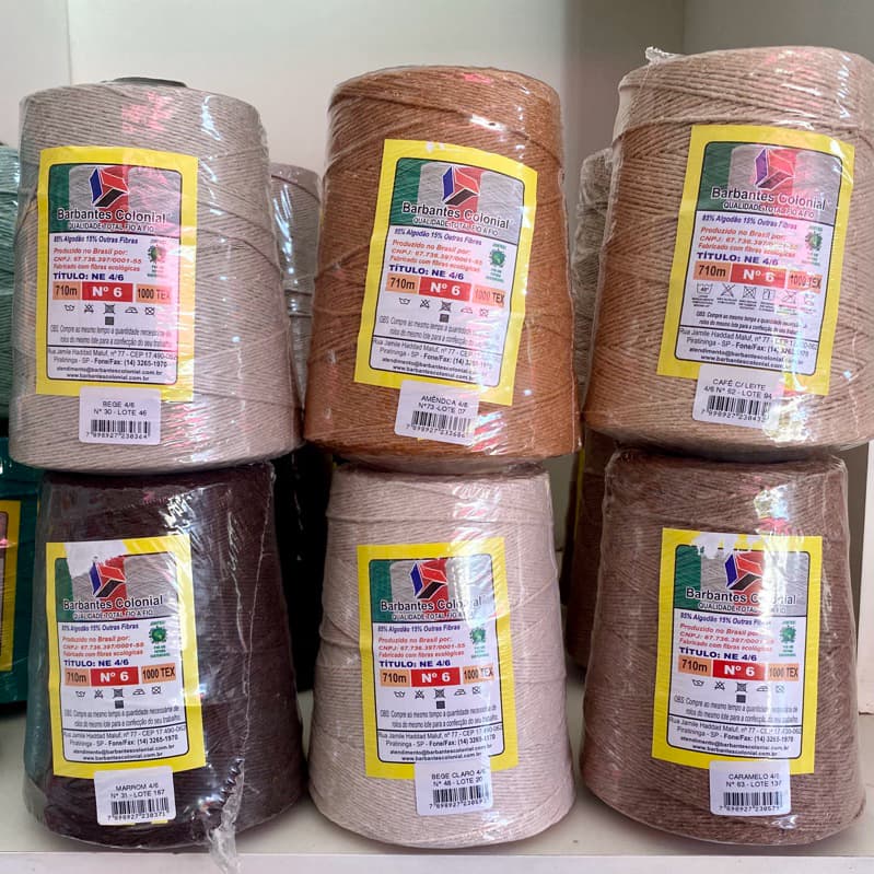 Barbante Colonial de Piratininga Marrom, Bege, Caramelo, Café com leite, Amêndoa, Ferrugem 700 gramas