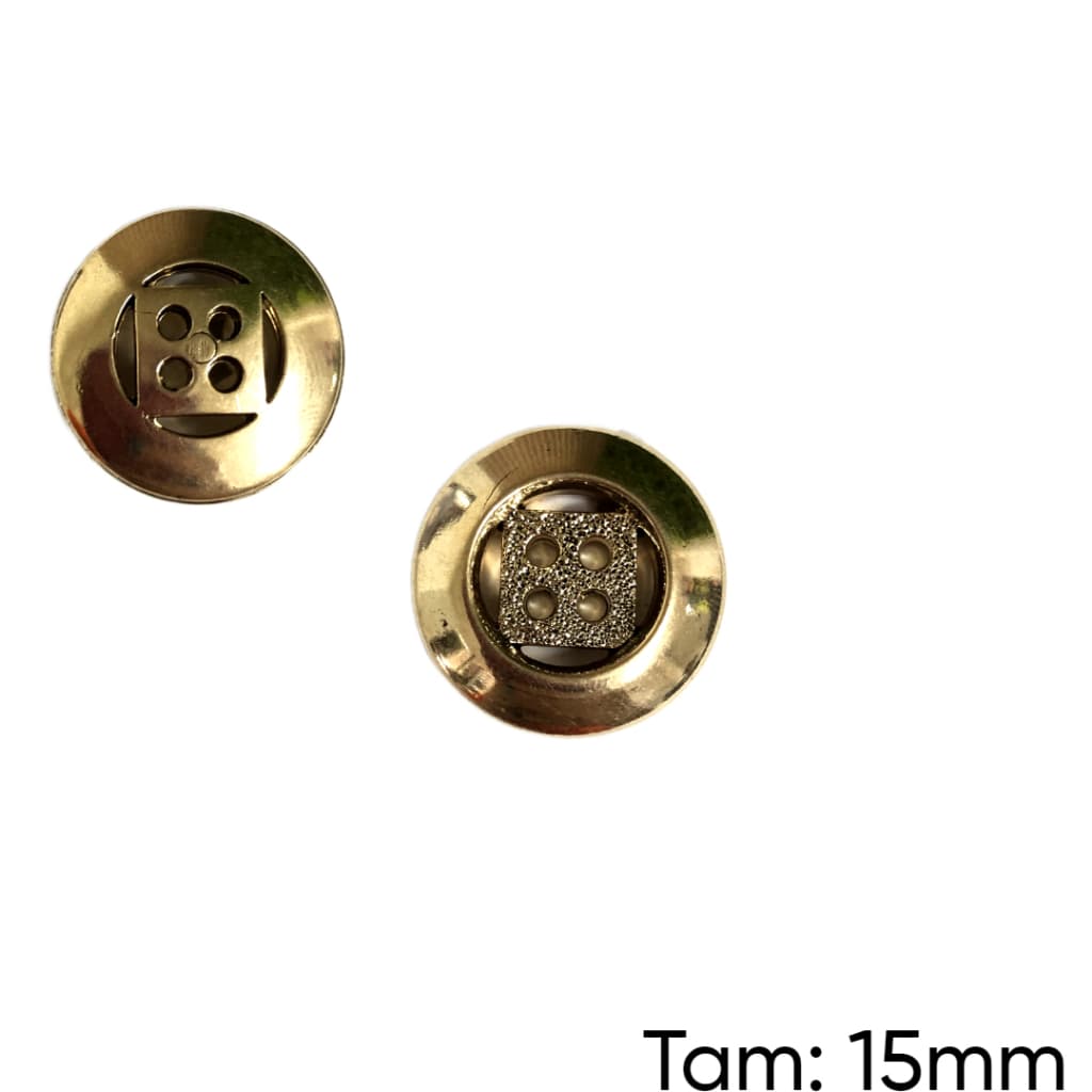 Botão 500 Dourado 4 Furos - PCT/ 12 UNIDADES - BT1528