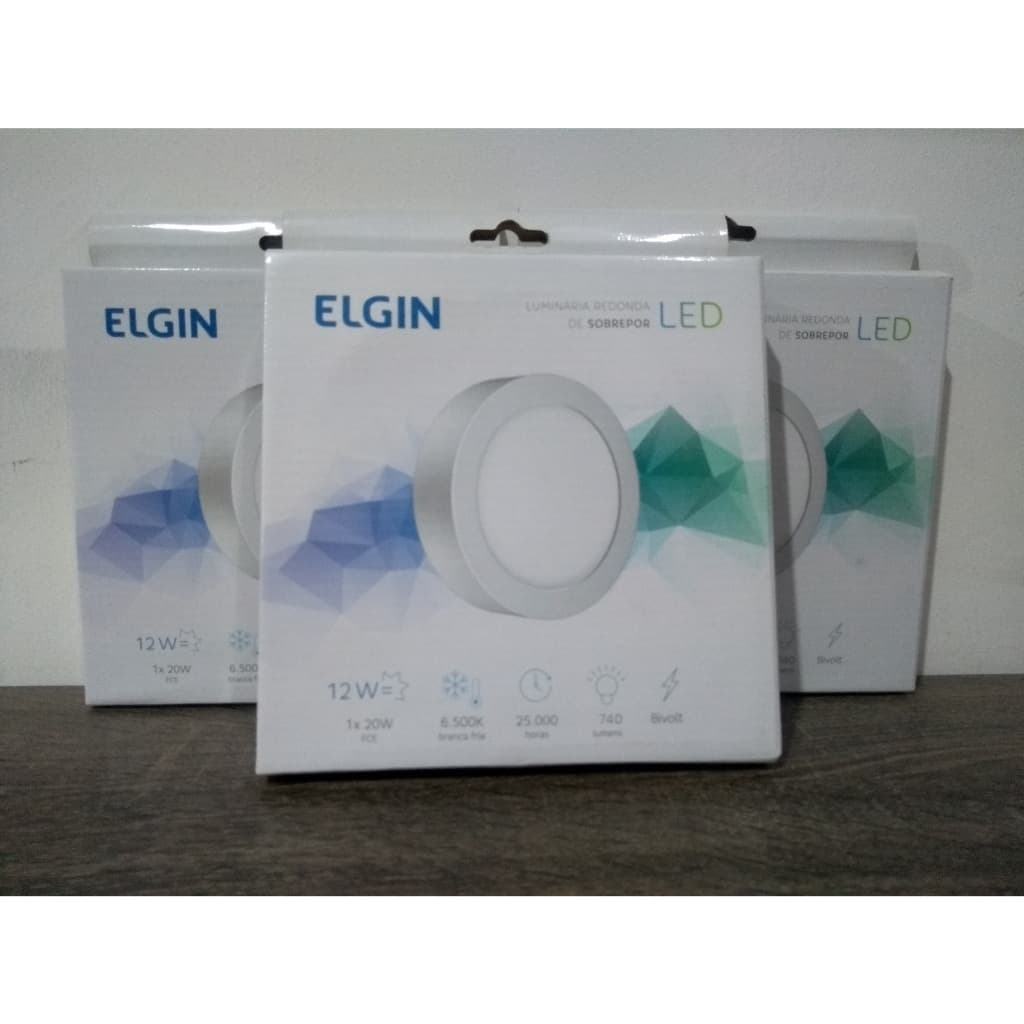 Luminária Led Elgin Sobrepor Redonda 12W Bivolt (Luz Bco) 6500K