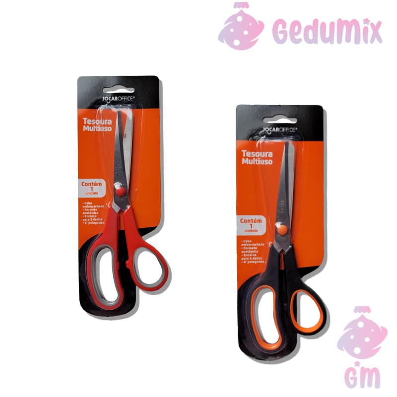 Tesoura multiuso Cabo Emborrachado Grande 21cm 8 polegadas Inox Office Jocar