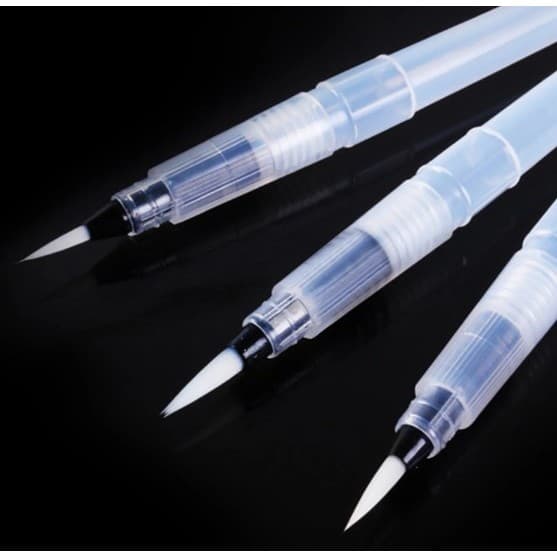 KIT C/3 Canetas D'Água Pincel Diferentes Tamanhos Artesanato Aquarela Papelaria Canetas Tinteiros Artigo de Arte