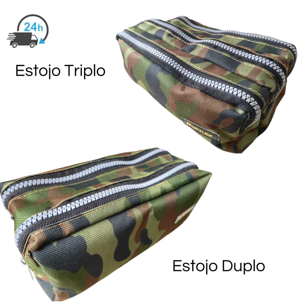 Estojo Camuflado Exército Escolar duplo triplo Porta Lápis 1 ou 2 ou 3 Divisórias Repartições