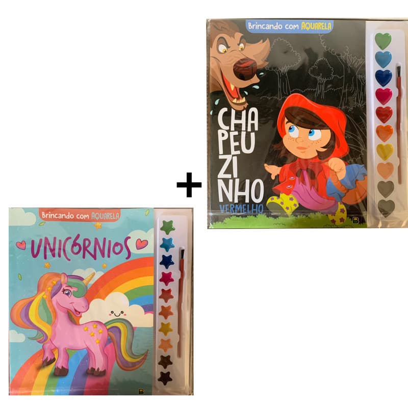 Kit 2 livros Aquarela Chapeuzinho Vermelho e Unicórnio TodoLivro 4+