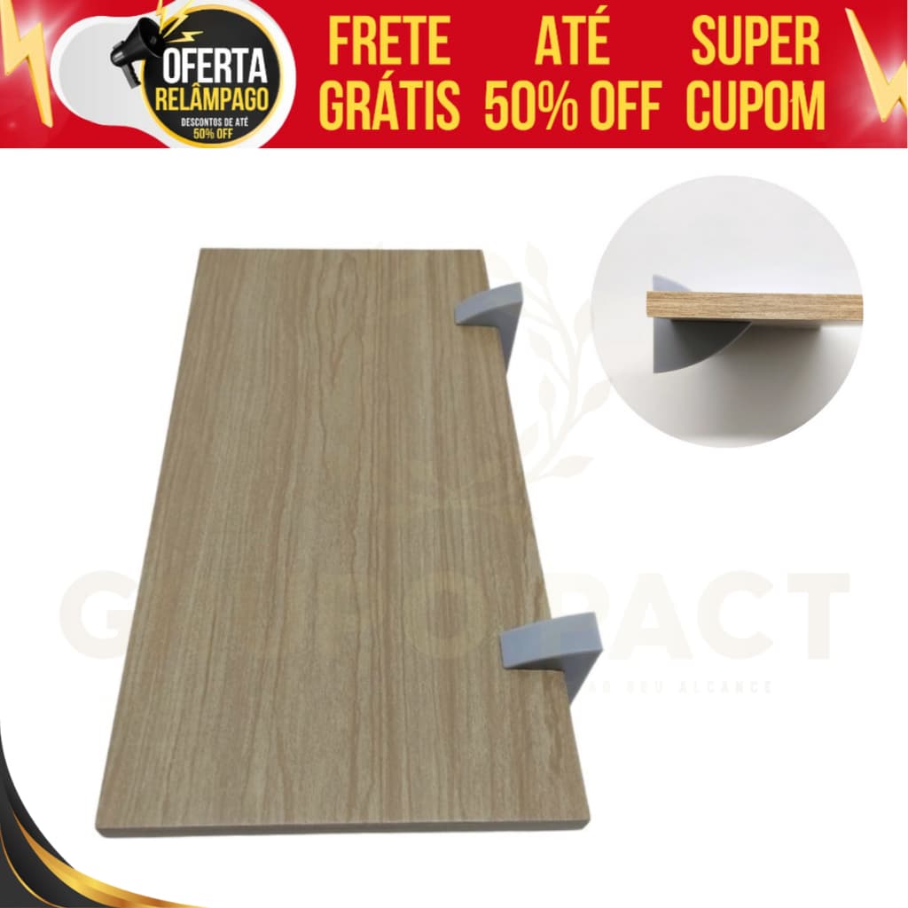 Prateleira Madeira Retangular Com Suporte 40x20cm Cor Nogueira