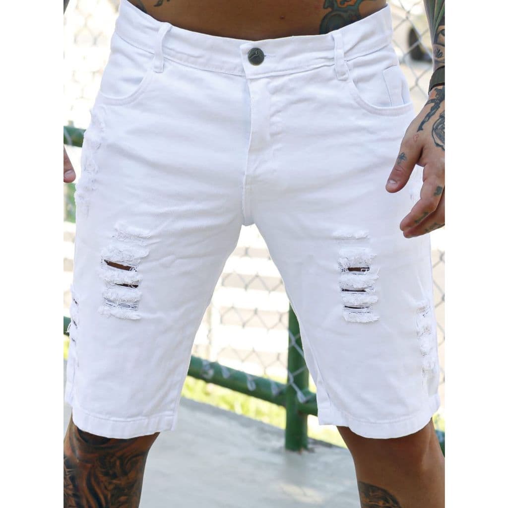Bermuda Jeans Rasgada - 100% Algodão