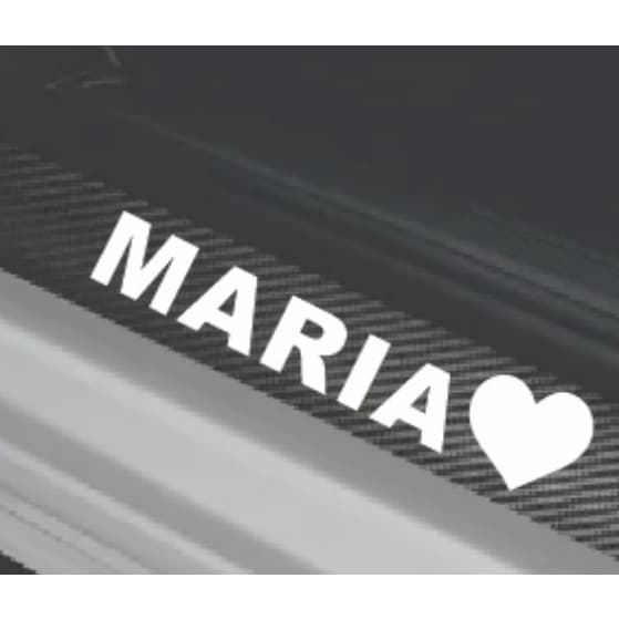 ADESIVO NOME DA NAMORADA COM O CORAÇÃO PARA SOLEIRA DO CARRO (nome soleira coração)