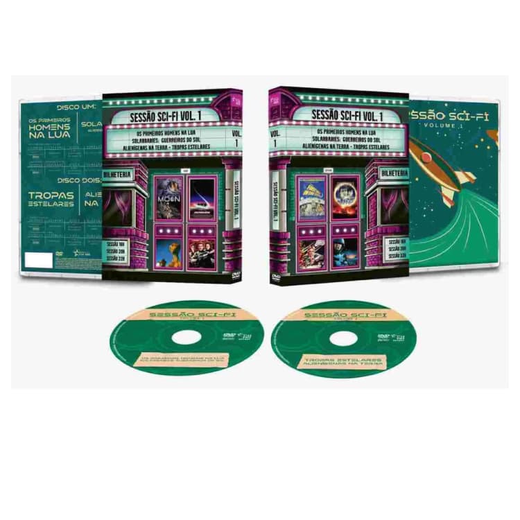 Box Dvd Sessão Sci Fi Volume 1 (Os Primeiros Homens na Lua + Tropas estelares + SolarBabies + Alienigenas na Terra)