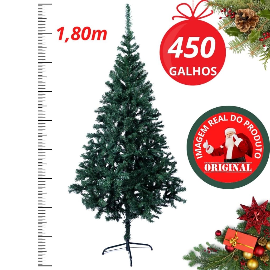 Árvore De Natal 1,80m 450 Galhos Pinheirinho Pinheiro Verde