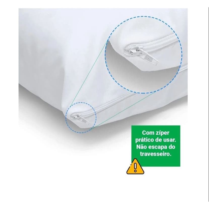 Kit 2 Fronhas Impermeável Anti - Ácaro Com Zíper Promoção Aproximadamente 0,70 cm X 0,50cm - Branco
