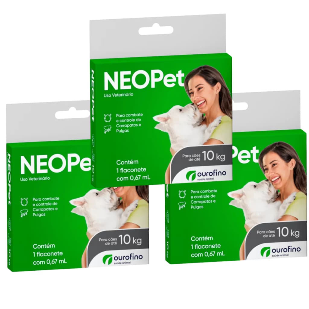 Neopet Para Cães Até 10kg Kit com 3 unidades -  Antipulgas e Carrapatos - OuroFino Pet