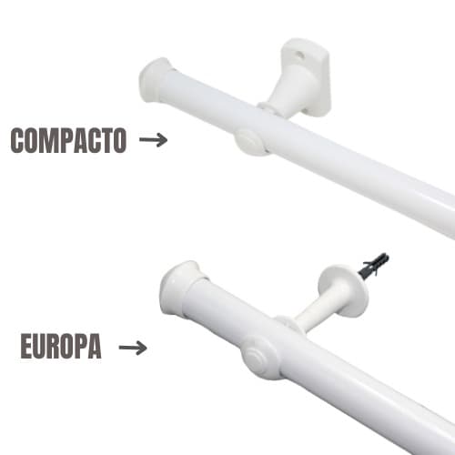Varão de Cortina 2,20 Metros 28mm Branco Compacto/Europa