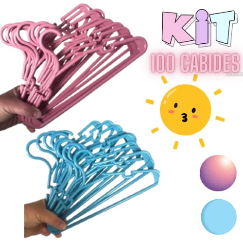 100 Cabides infantil Rosa Azul Preto a pronta entrega
