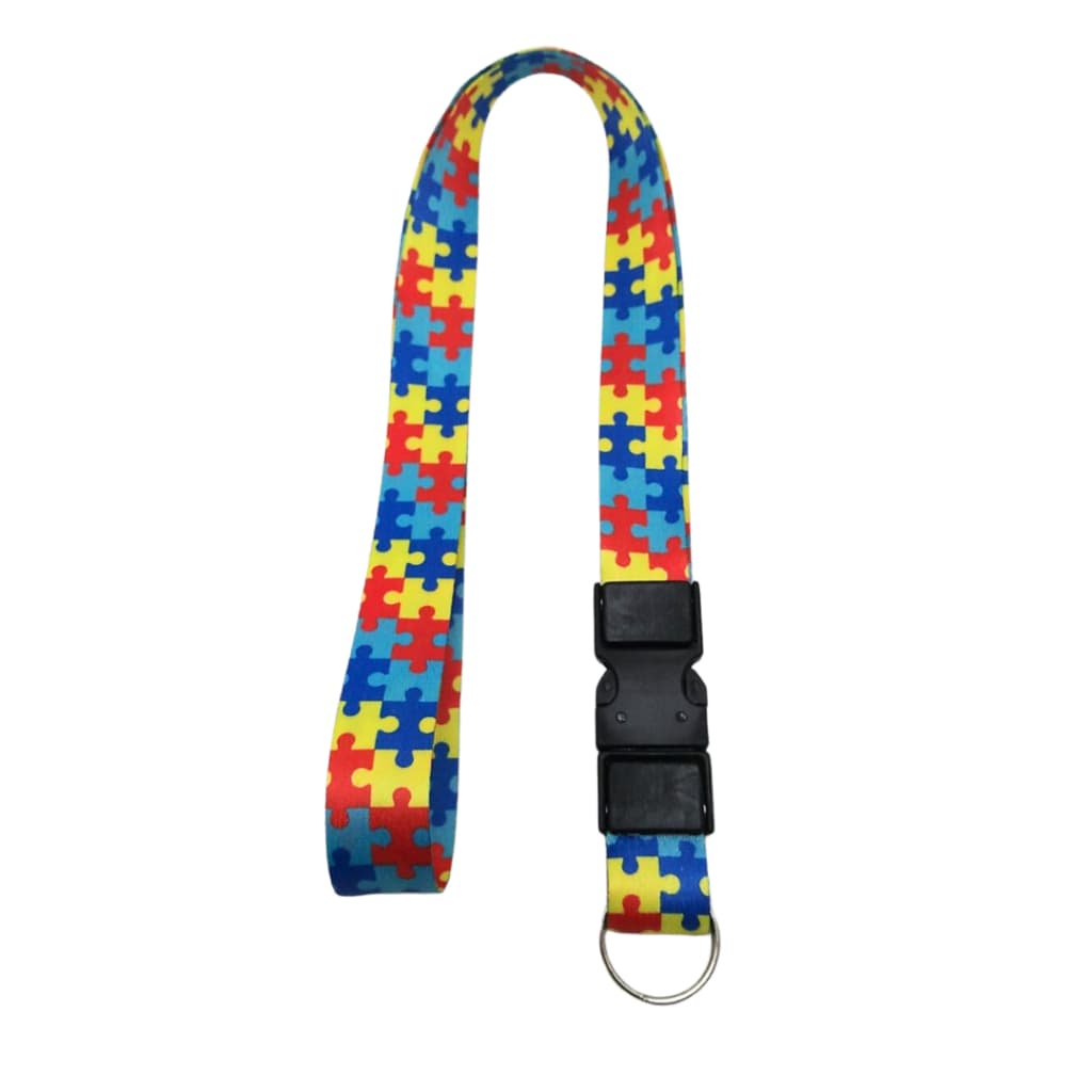 Cordão Moto Pescoço Fecho Engate Rápido Autismo Autista Vermelho