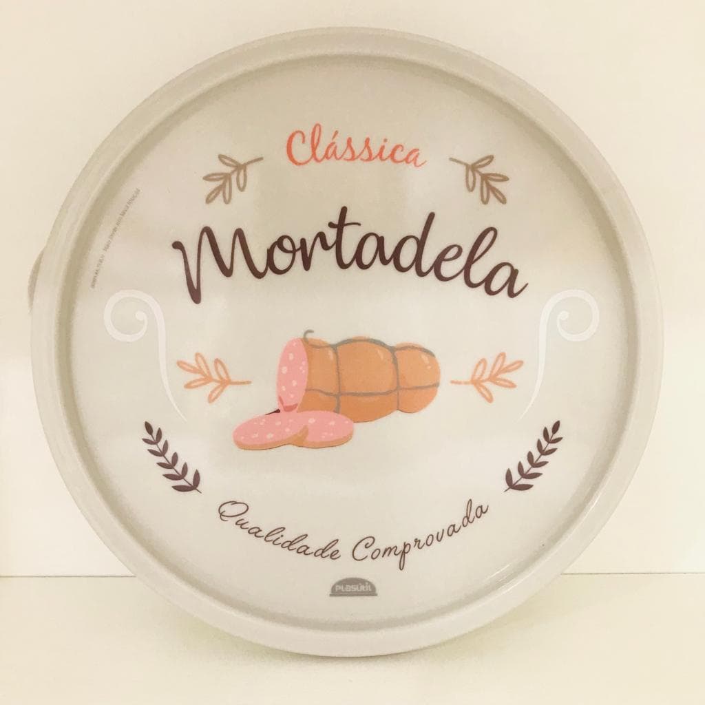 Pote Plástico Redondo Porta Mortadela decorado 750ml- Plasútil