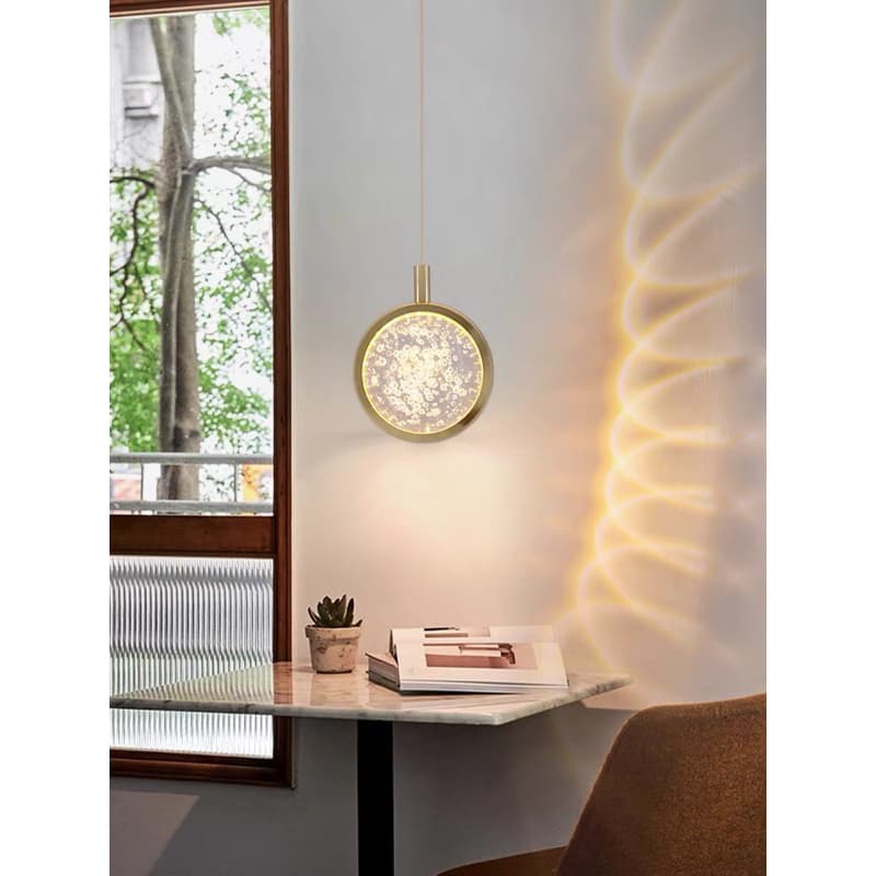 Pendente Bolinha 10CM Água Bola Cristal 3200K Led Dourado Prata