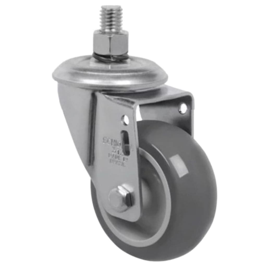 Rodizio Giratório Pino Sem Freio Cinza Pvc 60 Kg 3 Pol 10,3 Cm De Altura Gle312Bp -  Schioppa