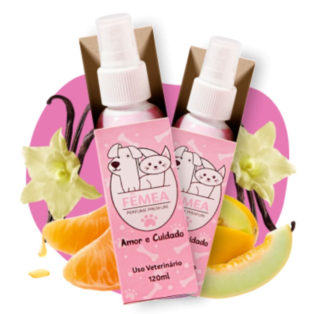 Kit 2 Perfumes Cheirinho PET Amor e Cuidado FÊMEA 120ml Cada - Cães e Gatos