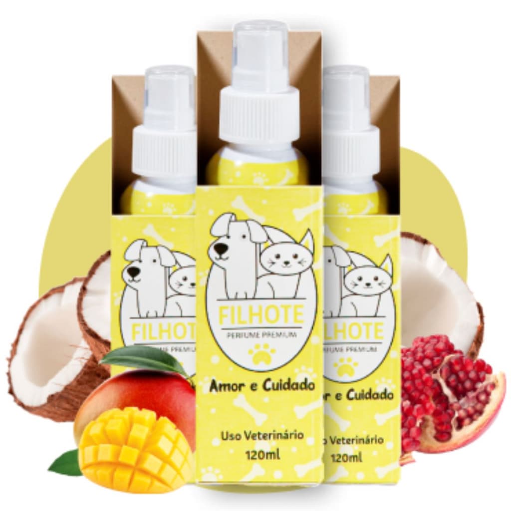 KIT 3 Perfumes Cheirinho PET Amor e Cuidado FILHOTE 120ml cada - Cães e Gatos