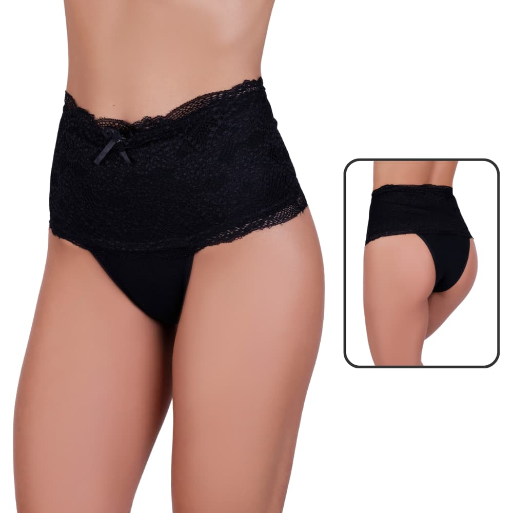 Calcinha Cinta Modeladora Média Compressão em Algodão com Renda (Pós-Parto ou Dia a Dia)