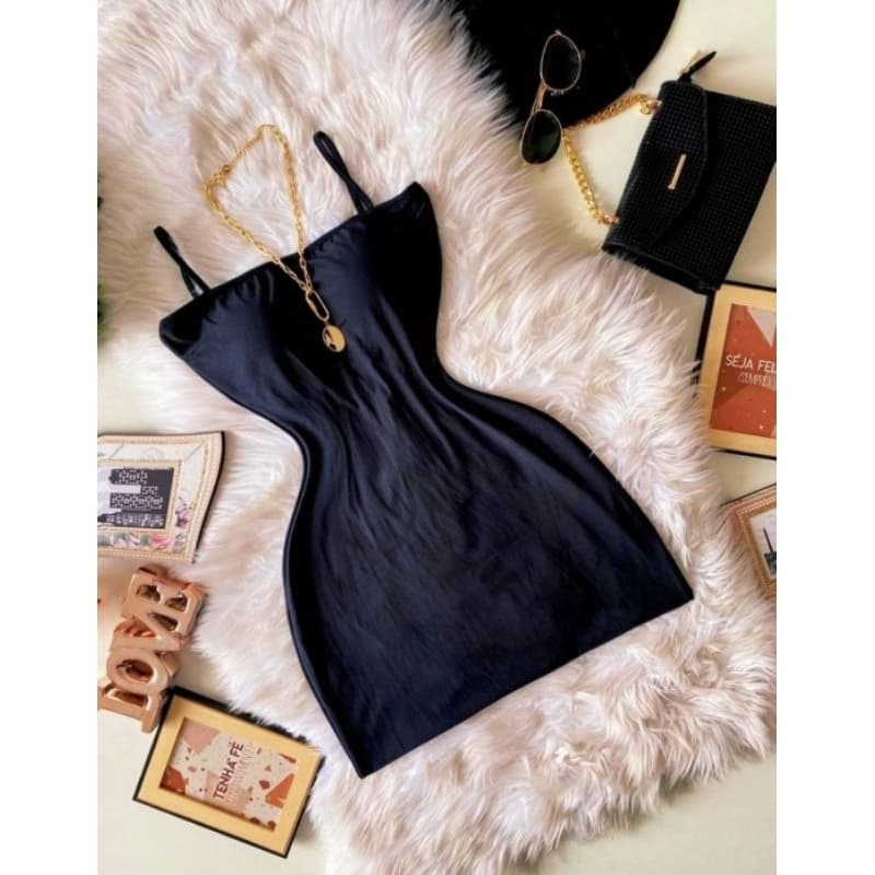 Vestido Tubinho Reto Alcinha Fina Estilo Gringa