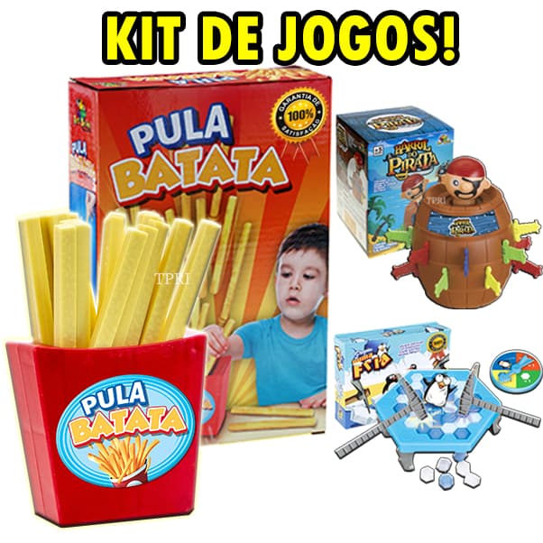 Kit 3 Jogos Infantil Pula Batata Pinguim Quebra Gelo Tira Varetas Tabuleiro Educativo Coordenação