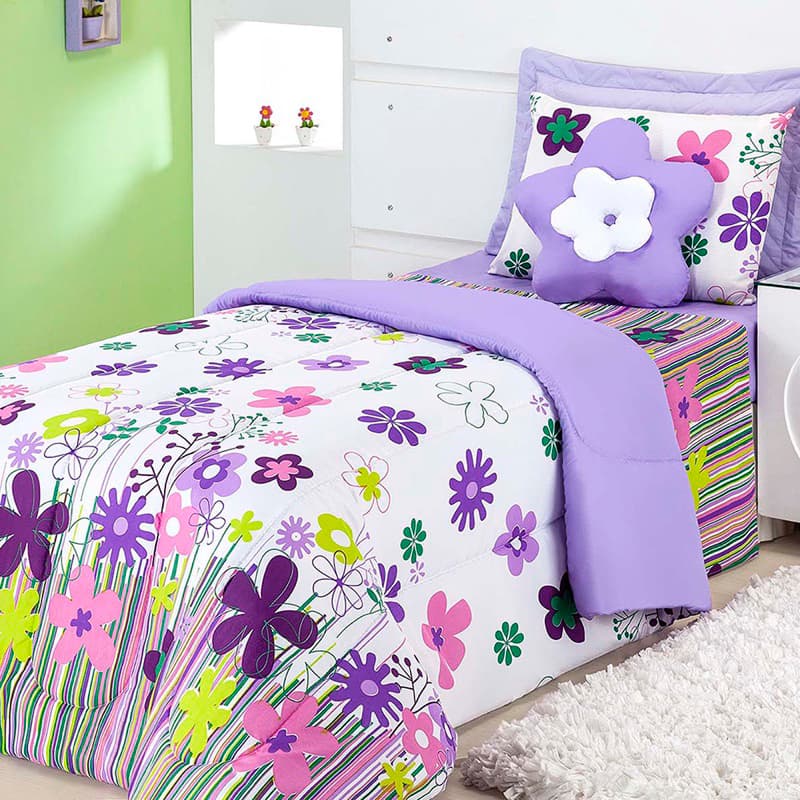 Kit Colcha Cobre Leito Gardênia Casal Queen 3 Peças Bordado Luxo Toque Macio Resistente Não Dá Bolinha Hifer Enxovais