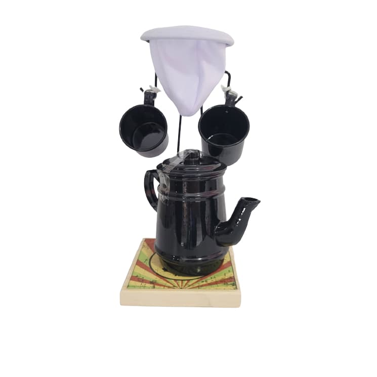 KIT CAFE COM BULE E DUAS XICARAS PRETO