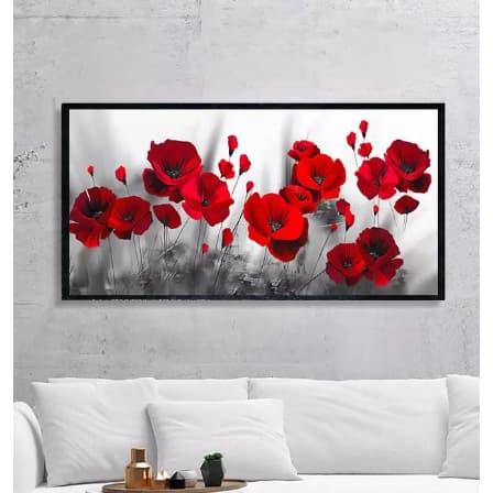 Quadros Decorativos Grande 1 Peça 70x90 Sala Quarto Flor Papoula Vermelha Gigante Lirio Sala Quarto