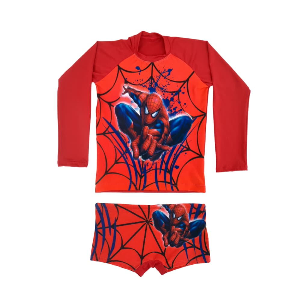 Conjunto Praia Homem Aranha Camiseta UV e Sunga infantil Criança Verão