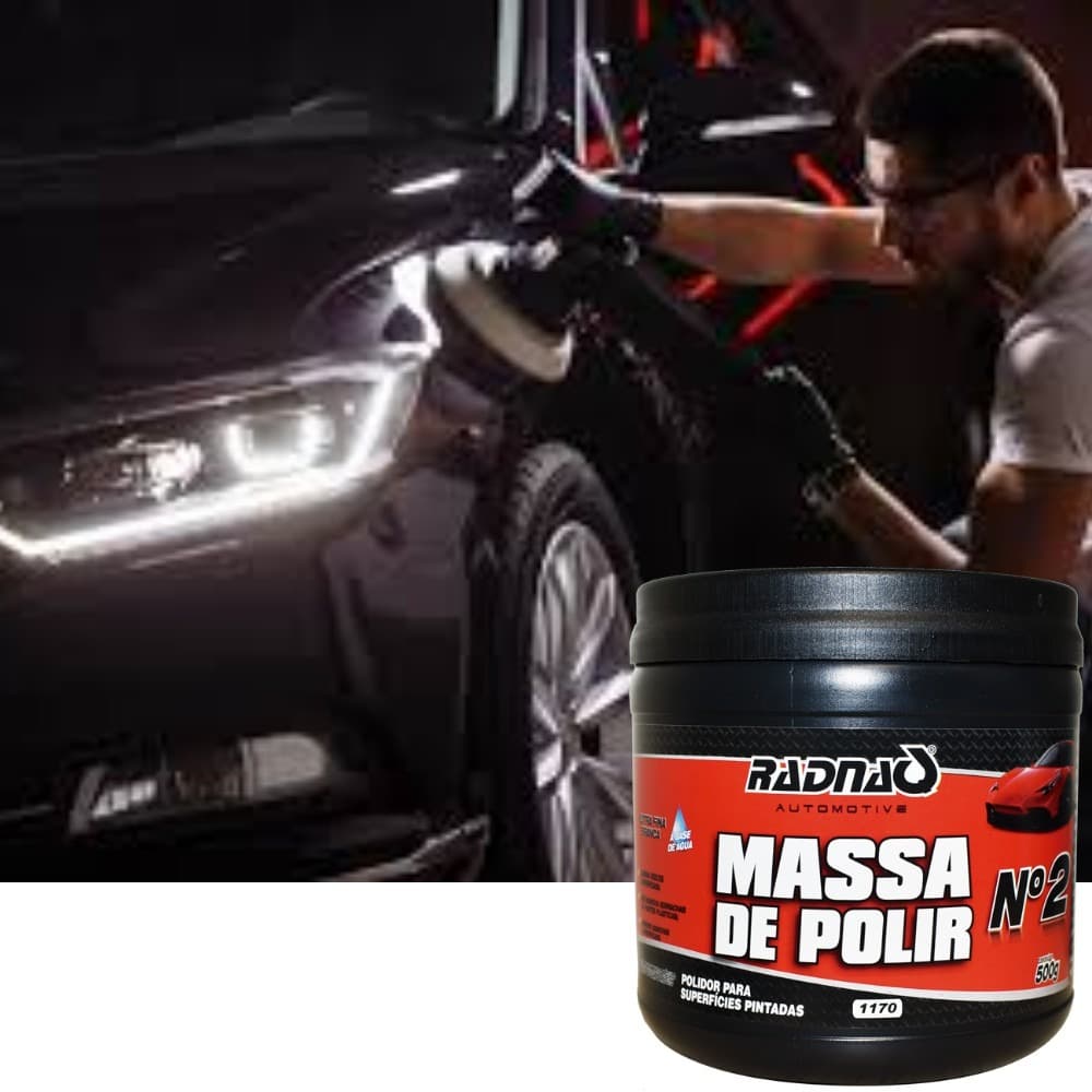 Kit c/3 Massas de Polir Nº2 Radnaq 500g Tira Riscos Da Brilho Tira Manchas Reaviva Pinturas Manchadas e Oxidadas pela ação dos raiosSolares, Pequenos arranhões e Imperfeições. Pinturas acrílicas Metálicas, Cromadas e metais em geral. Sua Performance é dif
